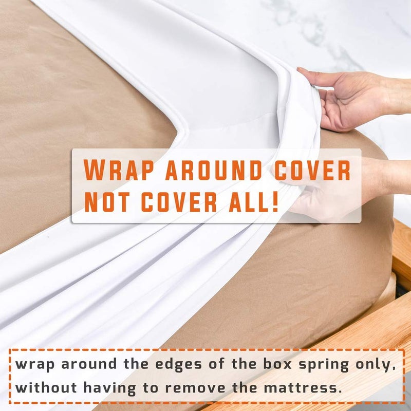 Twin Six Premium Bed Box Spring Cover Update Bed Skirt Wrap Around Cover, Mattress Cover, King/California, White - Image 2